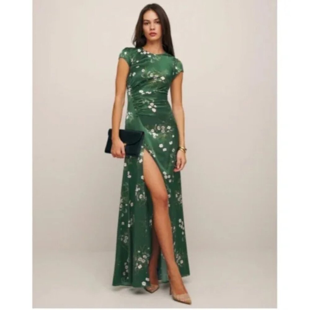 Reformation Birch Floral Silk Maxi Dress, Buena, US10